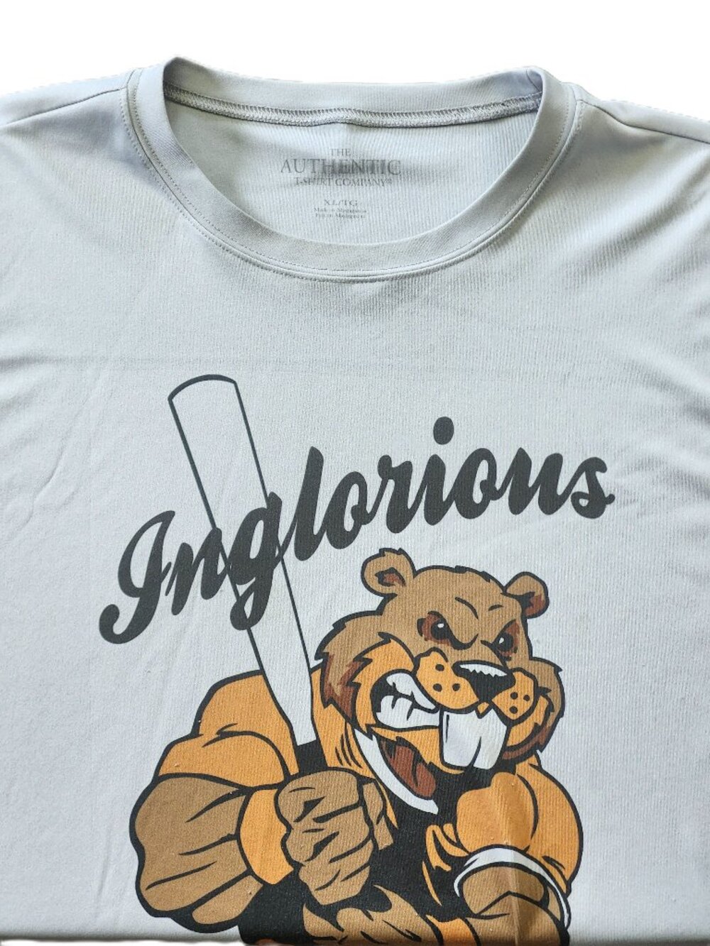 Inglourious Beavers Slo‑Pitch Team T‑Shirt – XL – Gray – Poly Active Wear